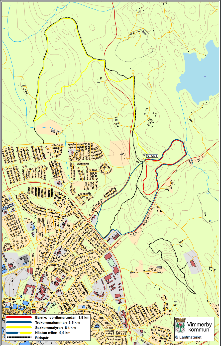 Karta över motionsspår i Vimmerby