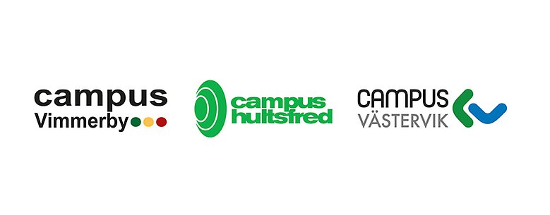 logotyperna för campus vimmerby, campus hultsfred och campus västervik