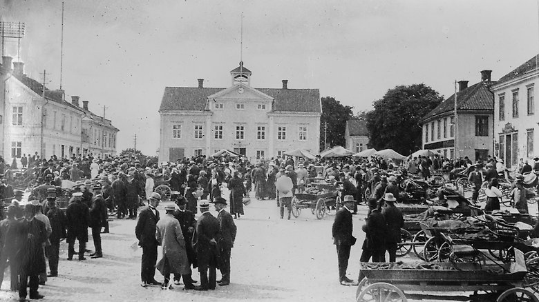 Vimmerby marknad. Fotografi från 1910-talet